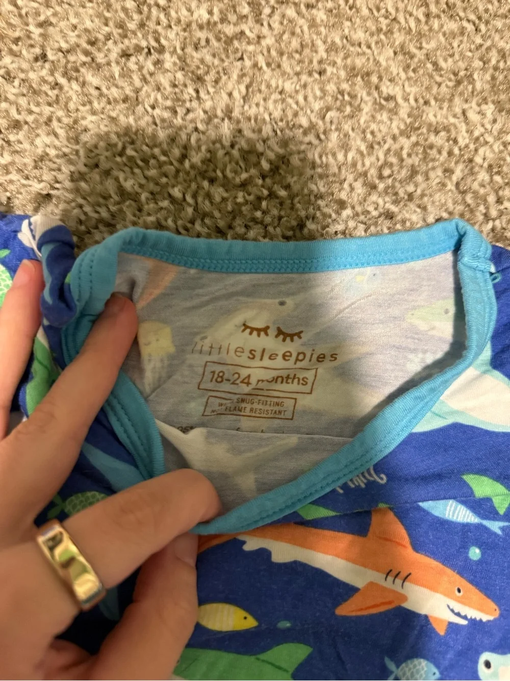 Little Sleepies Blue Multicolor Shark Short Pajama Set